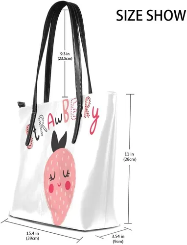 Miniatura 2 de Grandes bolsas de mano de trabajo de las mujeres de la PU de cuero de la moda linda de la fresa bolsos del comprador bolso casual