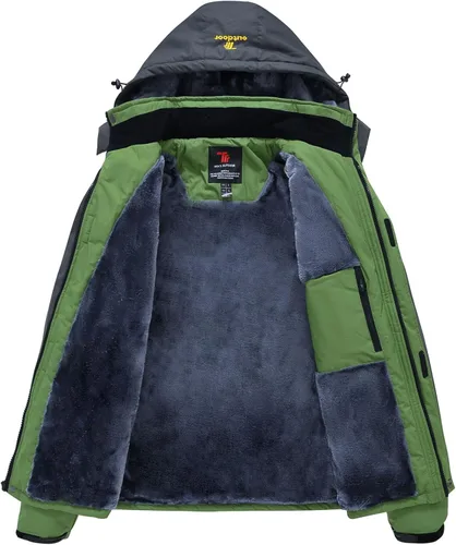Miniatura 3 de Rdruko Chaqueta de esquí para hombre, impermeable, forro polar, con capucha, para invierno, para exteriores