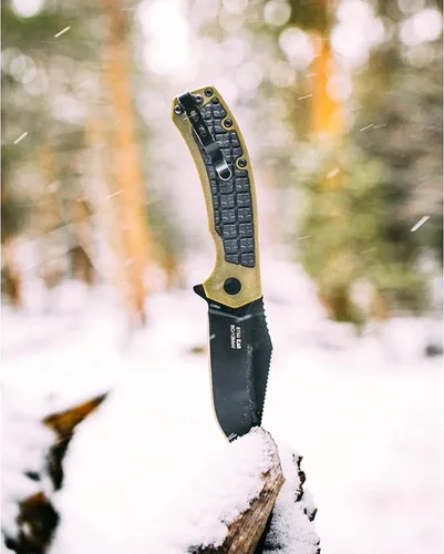 Miniatura 4 de Kershaw Cuchillo de bolsillo Faultine (8760); hoja 8Cr13MoV de 3 pulgadas con apertura manual KVT, revestimiento de óxido negro y sobremoldeado