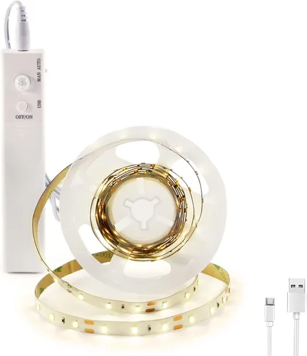 Miniatura 10 de VST Tira de luces LED de 2 metros, luz de cinta LED con sensor de movimiento y operada a batería para armario, escaleras, dormitorio