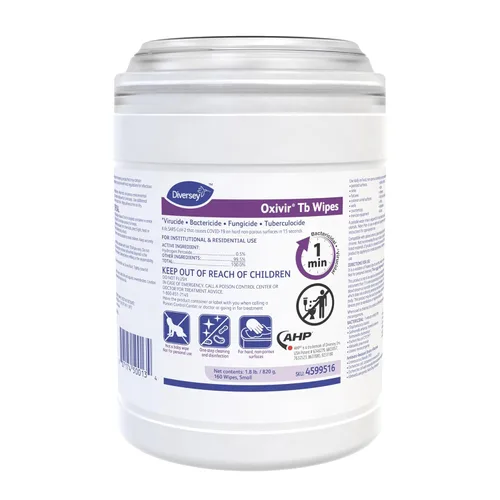 Miniatura 2 de Oxivir Diversey Tb 4599516 Toallitas desinfectantes de limpieza listas para usar, peróxido de hidrógeno acelerado, sin fragancia, hojas estándar