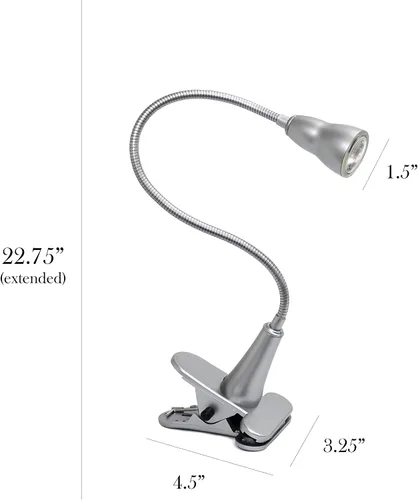 Miniatura 4 de Simple Designs LD2015-SLV 1W LED cuello de cisne Clip luz lámpara de escritorio