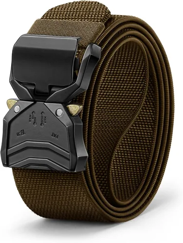 Miniatura 13 de BULLIANT Cinturón para hombre, paquete de 2, cinturón elástico táctico ajustable para aparejador militar, trabajo resistente, 1.5 pulgadas, corte