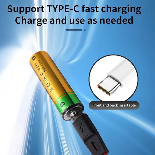Miniatura 6 de Baterías de litio AA recargables USB de 3145 mWh, 1.5 V, doble A, de alta capacidad, con cable de carga USB-C 4 en 1 e indicador de carga LED