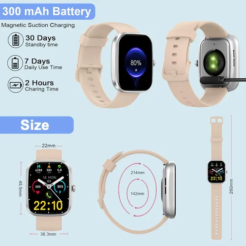 Miniatura 7 de Reloj inteligente para hombres y mujeres (respuesta/hacer llamadas), reloj inteligente HD de 1.96 pulgadas, rastreador de actividad con más de 110