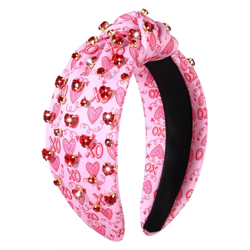 Miniatura 22 de Diademas de corazón para el día de San Valentín para mujer, accesorios para el día de San Valentín, diadema anudada con corazones con cuentas