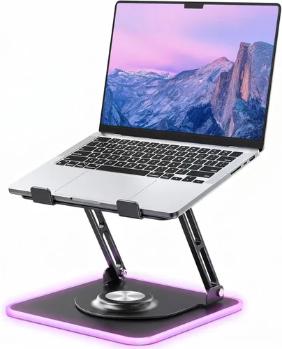 Miniatura 10 de JOYEKY Soporte para computadora portátil para escritorio, soporte de computadora ajustable con base giratoria de 360°, elevador ergonómico