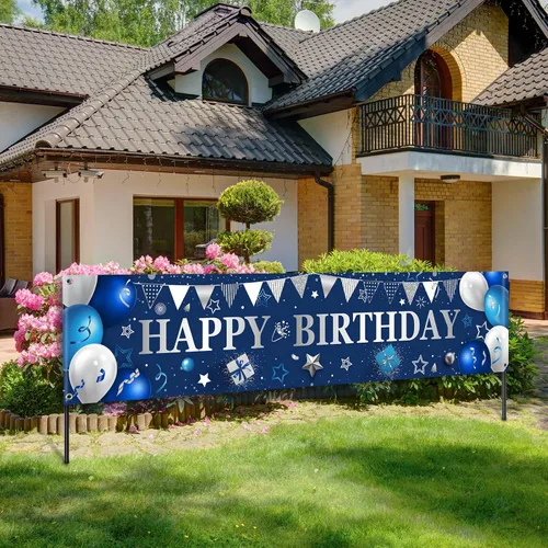 Cartel de patio para regalos de feliz cumpleaños, pancartas grandes de cumpleaños para decoraciones exteriores, telón de fondo para hombres y