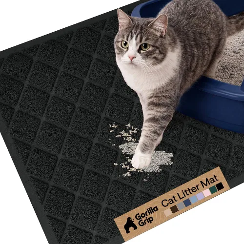 Gorilla Grip - Tapete para atrapar la arena del arenero de gatos, 100% impermeable, fácil de limpiar, respaldo texturizado, suelos más limpios, se