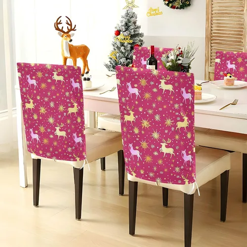 Miniatura 4 de Juego de 6 fundas decorativas para sillas de oficina y reuniones familiares, fundas extraíbles para sillas de comedor, diseño de copos de nieve