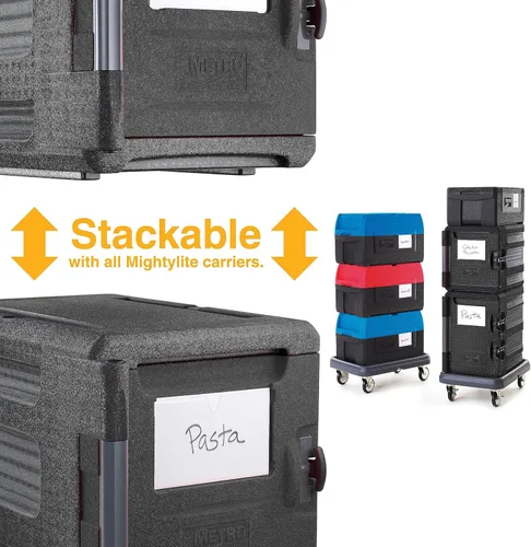 Miniatura 5 de METRO Mightylite ML300-BL - Transportador aislado de carga frontal, capacidad de 4 bandejas (negro)