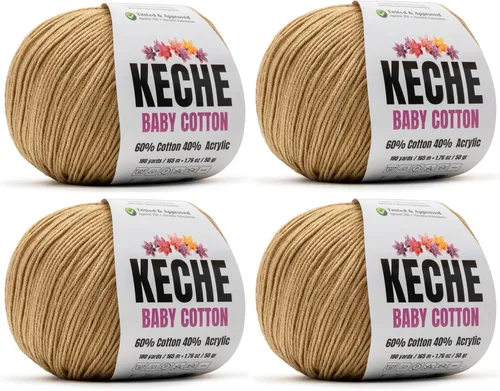 Miniatura 47 de Keche Hilo de algodón, 60% algodón, 40% hilo acrílico, hilo de algodón suave para crochet y tejer, hilo amigurumi, 1 madeja/bola, 1.76 onzas (50g)