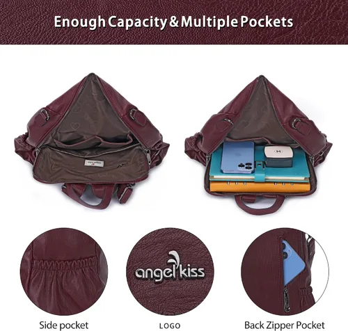 Miniatura 82 de Bolsos mochila monedero de piel sintética para mujer, bolsas con zíper, mochilas de hombro casuales
