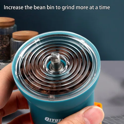Miniatura 3 de Molinillo de café manual portátil con rebaba cónica y 6 ajustes de grosor ajustables, molinillo de frijoles de manivela para camping, senderismo