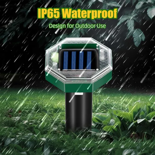 Miniatura 6 de Paquete de 8 repelentes de topos con energía solar, repelente de serpientes para patio, césped, jardín, impermeabilidad IP65, estacas disuasorias