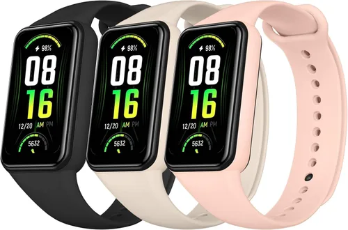 Amzpas Bandas de TPU para Amazfit Band 7 Fitness & Health Tracker, paquete de 3 pulseras suaves y transpirables, correa deportiva de repuesto