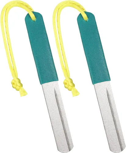Miniatura 12 de Skylety 2 piezas de archivos de gancho afilador de gancho para pesca de diamante con mango portátil de doble cara grano fino y medio para pesca