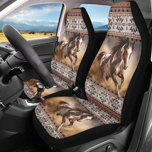 Miniatura 18 de Bulopur Art Horse - Juego de 2 fundas universales para asientos delanteros de automóvil, protectores enteros adecuados para la mayoría