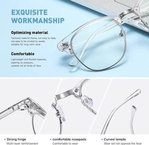 Miniatura 3 de Gafas de Luz Azul para Mujer/Hombre Gafas de Computadora de Luz Azul para Mujeres/Hombres A04-cristal marco plateado