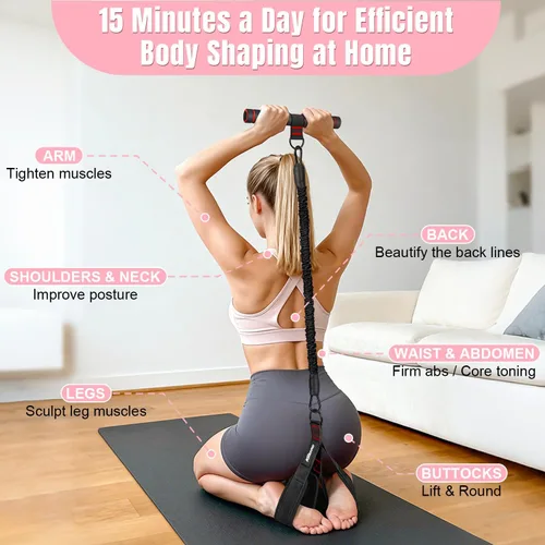 Miniatura 3 de Upgraded Multifunction Pedal Resistance Band with Handle, 3 Tube Adjustable Resistance Bands for Abdomen, Waist, Arm, Core/ABS, Leg Workout - Sit Up