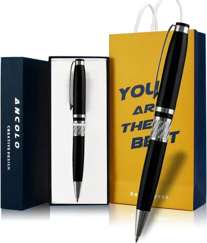 Miniatura 12 de Ancolo Bolígrafo personalizado: bolígrafos ejecutivos para hombres, mujeres, caja de regalo de bolígrafo de metal y 2 recambios de tinta negra Rojo