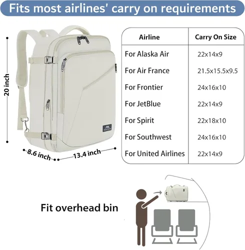 Miniatura 142 de MATEIN - Mochila de viaje extragrande de 10.56 galones, mochila de viaje ampliable apta para aerolíneas, para viajeros de fin de semana, hombres