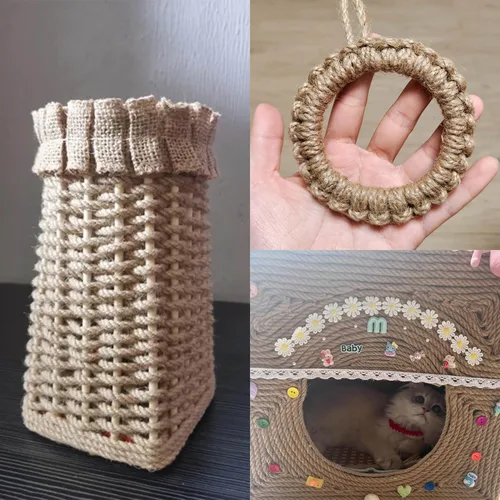 Miniatura 5 de Cuerda de yute fuerte de 0.157 pulgadas de grosor, 328 pies, cuerda de yute duradera para aplicaciones de jardinería (0.157 in, 328 pies)