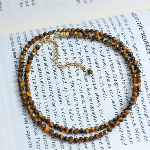 Miniatura 56 de Gempires - Collar de cuentas de piedras naturales hechas a mano, joyería de cristal hipoalergénica de 20 pulgadas, chapado en oro, joyería de moda
