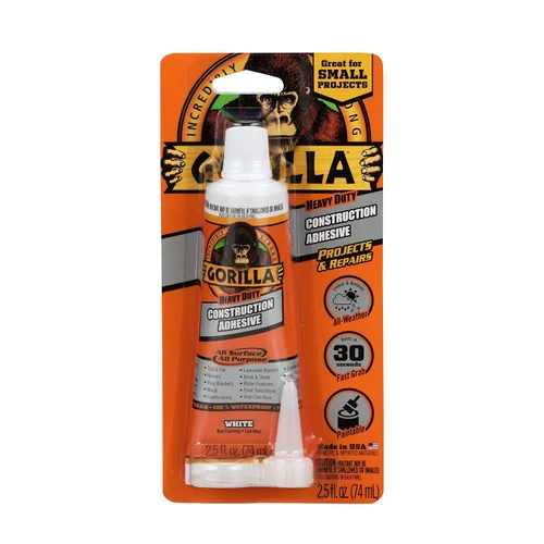Miniatura 2 de Gorilla Adhesivo de construcción resistente, tubo de compresión de 2.5 onzas, blanco, (paquete de 5)