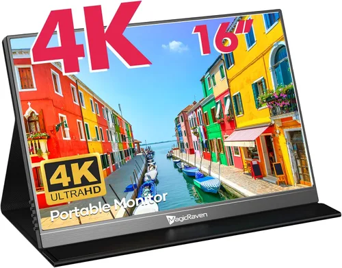 MAGICRAVEN Monitor portátil 4K, pantalla de computadora portátil IPS de 16" 3840 x 2400, 1500:1, 400 Nits pantalla USB C HDMI pantalla de juegos de