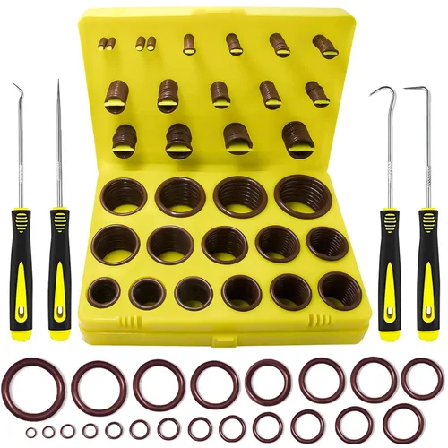 Keze 382 piezas SAE Viton Anillo en O Kit de surtido de 30 tamaños Anillo O marrón para varios motores de automóviles, bombas, cilindros, plomería,