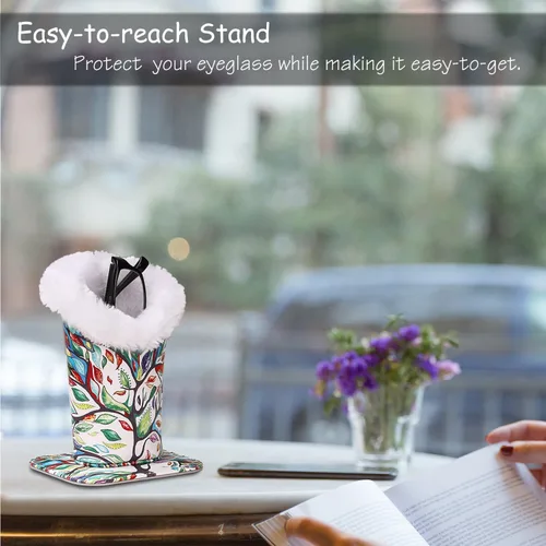 Miniatura 3 de MoKo Eyeglasses Holder, Modern Velvet Plush Lined PU Leather Household Magnetic Protective Anti-Scratch Stand Case