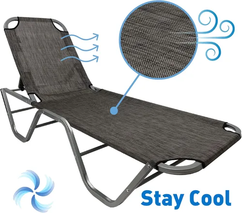 Miniatura 6 de EasyGo - Tumbona para patio, silla de aluminio para patio, reclinable, ajustable, para exteriores, patio, playa, porche, piscina, sillón reclinable