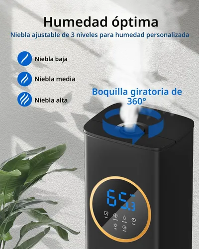 Miniatura 4 de Humidificador para Habitación Grande Dormitorio con Luz Nocturna, 2.1Gal (8L) Humidificadores para el Hogar con Difusor de Aceite Esencial, Negro