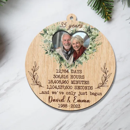 Miniatura 6 de V VIBEPY Adornos personalizados para parejas, adorno de aniversario 2023, 3.5 pulgadas, adornos de 3 capas, decoraciones de 35 aniversario