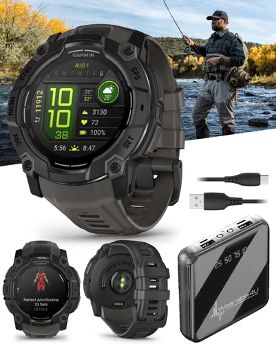 Miniatura 12 de Garmin Instinct 3 45mm, pantalla AMOLED, reloj inteligente GPS resistente para exteriores, bisel reforzado con metal, linterna incorporada, hasta 18