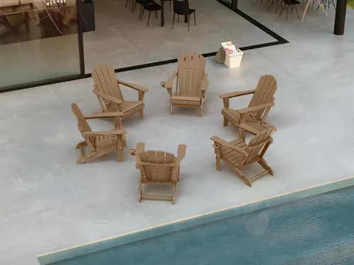 Miniatura 13 de Ciokea Silla Adirondack plegable con textura de madera, silla Adirondack para patio, resistente a la intemperie, silla de plástico para hoguera