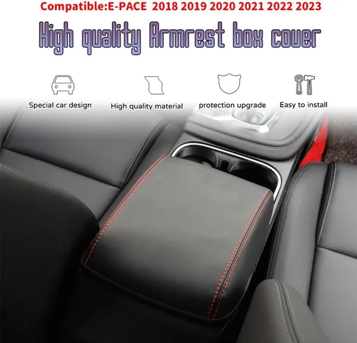 Miniatura 3 de Accesorios interiores personalizados para E-PACE EPACE 2018 2019 2020 2021 2022 2023 piel sintética para consola central reposabrazos cubierta