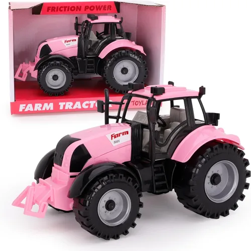 Miniatura 8 de Toyland Tractor agrícola accionado por fricción con sombrero de apertura, disponible en rosa, azul, rojo y verde (azul)