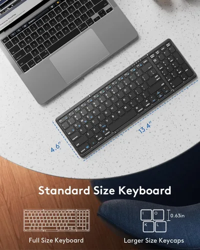 Miniatura 3 de Samsers - Teclado plegable Bluetooth con teclado numérico, teclados plegables inalámbricos de tamaño completo con cuero PU, portátil para viajes