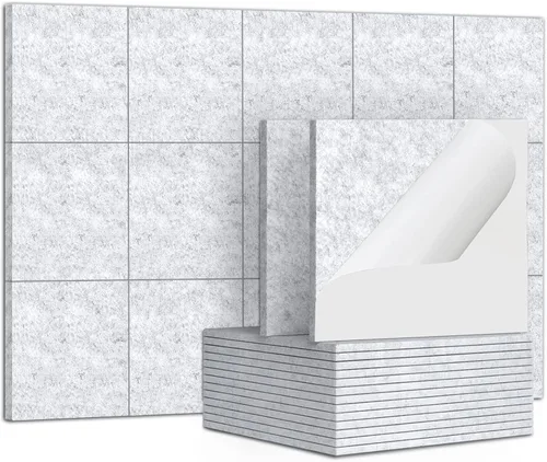 Miniatura 27 de TroyStudio 20 Paneles Acústicos, 12 x 12 x 0.32 Pulgadas Azulejos de Revestimiento de Pared de Fieltro de Poliéster Paneles Absorbentes de Sonido
