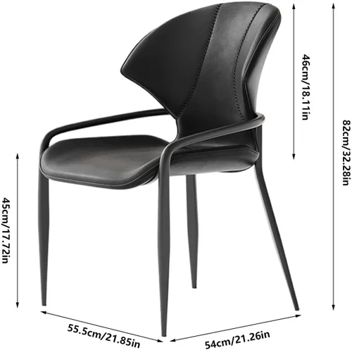 Miniatura 2 de Sillas de comedor - Sillas de comedor, silla de piel sintética retro moderna de mediados de siglo con asiento tapizado, patas de metal para cocina