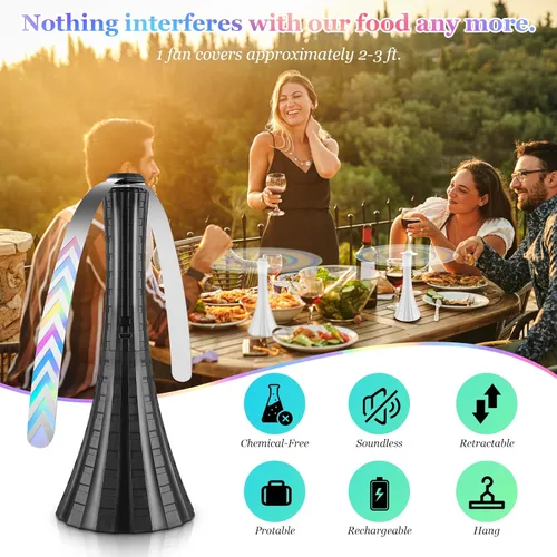 Miniatura 2 de Ventiladores antimoscas Adawook para mesas recargables, ventilador de moscas para mantener alejadas las moscas con cuchillas suaves, ventiladores