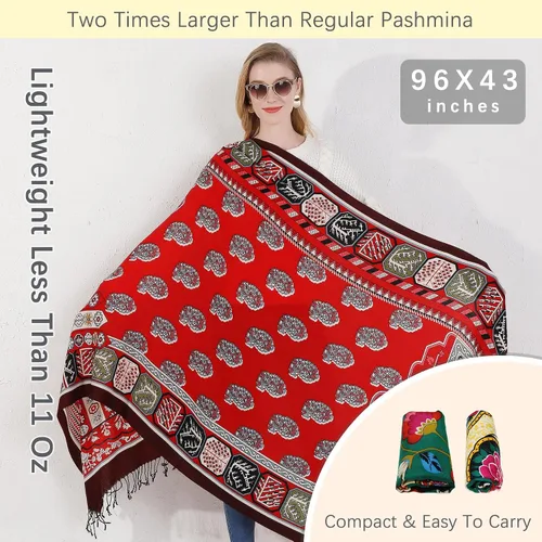 Miniatura 210 de DANA XU Manta de pashmina extragrande 100% de lana merina, bufanda de viaje, bufanda de cachemira para mujer, otoño e invierno, chal de gran
