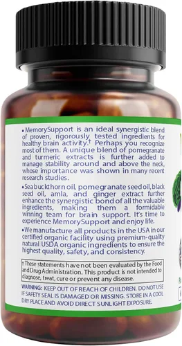 Miniatura 6 de Bodymune MemorySupport - Fórmula de salud cerebral Apoya la claridad mental, recuperación y concentración* Mezcla nootrópica orgánica USDA