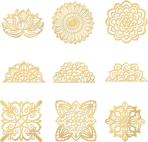 Miniatura 13 de OLYCRAFT Calcomanías temáticas de ala de ángel, 9 calcomanías de metal de latón dorado de 1.6 x 1.6 pulgadas para álbumes de recortes, manualidades