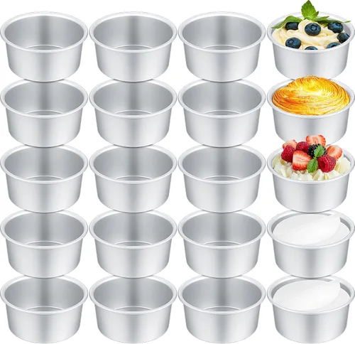 Miniatura 8 de Gerrii 35 moldes para pasteles de 4 pulgadas, antiadherentes, de aluminio, pequeños moldes redondos para hornear pasteles, para queso, pizza