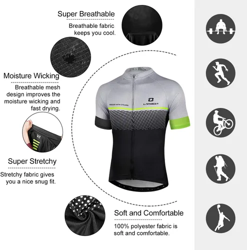 Miniatura 7 de Camiseta de ciclismo para hombre, ajustada, transpirable, de secado rápido, de alta elasticidad, camiseta de ciclismo