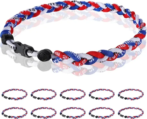 Miniatura 9 de Paquete de 12 Collares de Béisbol de 18 Pulgadas, Regalo de Equipo para Fanáticos de Béisbol, Diseño de Cuerda Tornado de Titanio Triple Trenzado