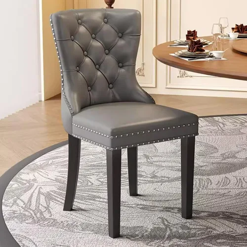 Miniatura 10 de Juego de sillas de comedor, sillas de comedor tapizadas de cuero, cómodas sillas de cocina, silla de vestíbulo con patas de madera resistentes
